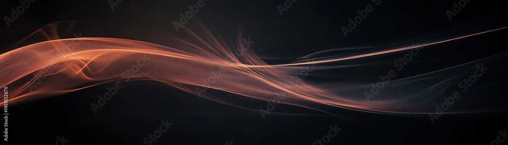 Poster Abstract Golden Wave Glowing Particle Stream on Dark Background Digital Artwork with a Futuristic and Dynamic Design for Modern Visual Concepts