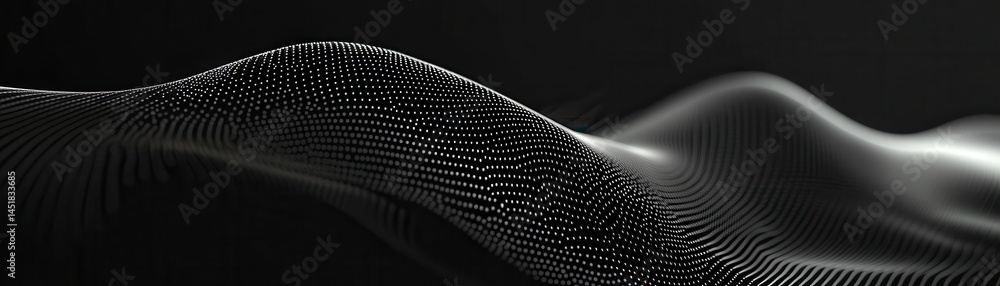 Poster Abstract Gray Wave Pattern Background with Dot Grid Structure and Gradient Surface Under Smooth Lighting for Modern Digital Design and Technology Concept