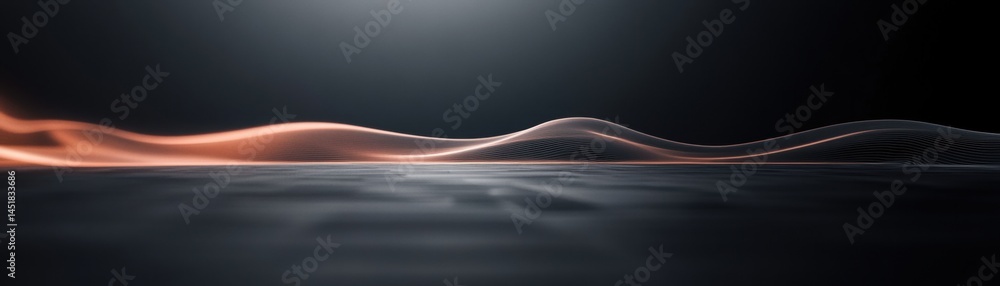 Poster Abstract Gray Wave Texture with Orange Lights on Dark Background for Modern Graphic Design and Futuristic Technology with Geometric Patterns