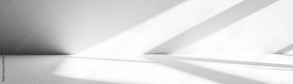 Poster Abstract Interior Space with Dynamic Light and Shadows Minimal White Architecture and Modern Geometric Design Creating a Clean and Bright Ambiance