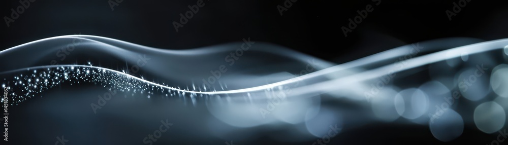 Poster Abstract Motion With Smooth Wavy Lines in Shades of Blue and White on a Dark Background Digital Art With Flowing Energy and a Futuristic Feel Ideal as a Modern Design Element