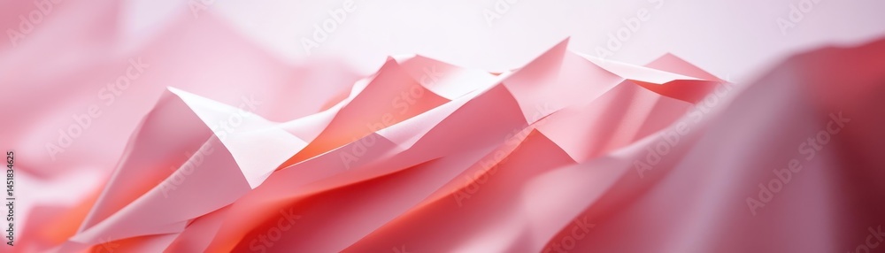 Poster Abstract Pink Paper Origami Geometric Texture with Delicate Folds in Soft Light a Modern Design Element with Geometric Shapes and Patterns