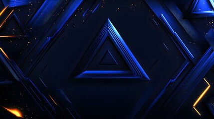 Obraz premium Abstract Blue Triangle Geometric Dark Background Wallpaper
