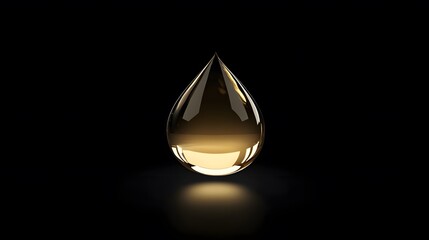 Fototapeta premium Golden Oil Drop Liquid Glossy Transparent Single Drop Black Background