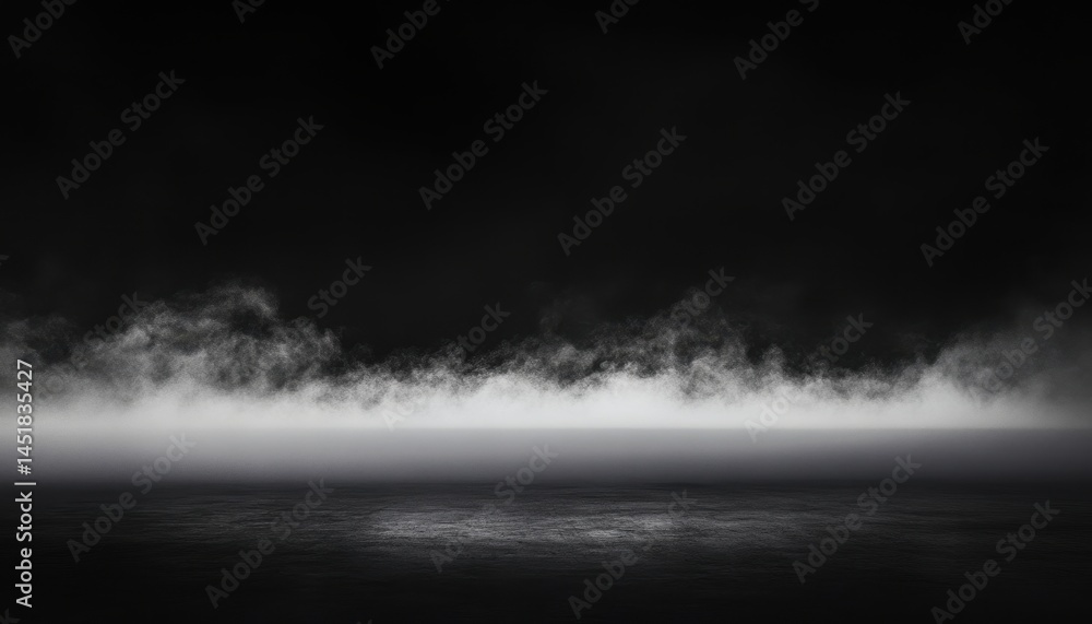 Poster Abstract Smoky Background in Black and White with Fog and Mist Texture Creating a Mysterious Atmospheric Effect for Stage Design and Elegant Minimalist Presentation