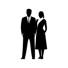 Professional Couple Silhouette Standing Together