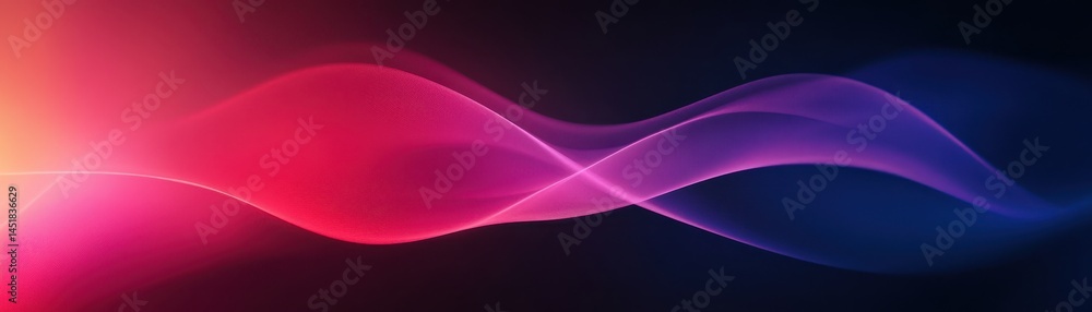 Poster Abstract Wavy Lines in Pink Purple and Blue Gradient with Smooth Transitions and Dynamic Motion in a Dark Background for Modern Graphic Design