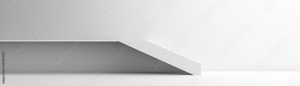 Poster Abstract White Architecture With Geometric Stairs and Clean Minimal Design Creating a Modern and Minimalist Interior with Soft Shadows and Subtle Lighting for Architectural Concepts