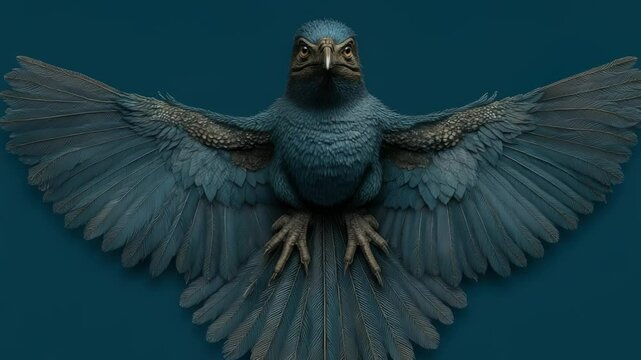 Teal Bird with Outstretched Wings
