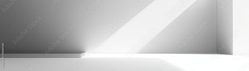 Poster abstract white wall interior with sunlight and shadows minimalist design empty space bright and clea
