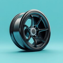 Obraz premium Sleek, black alloy wheel