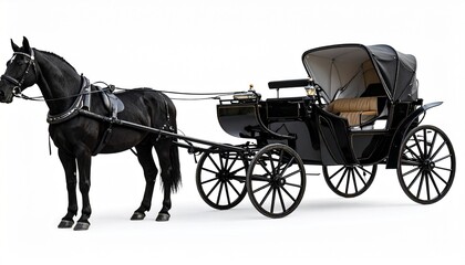 horse drawn carriage on white background