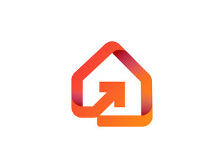 modern home logo with arrow