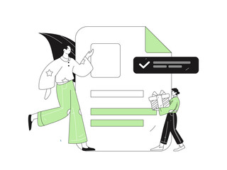 Invite friends to conduct questionnaire flat vector concept operation hand drawn illustration
