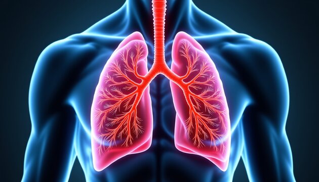 anatomically correct lungs with bronchial tree and alveoli in high resolution