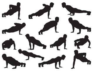  PUSH UP SILHOUETTE WHITE BACKGROUND