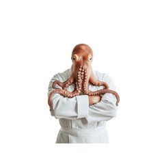 Chef with Octopus Head - Creative Culinary Concept