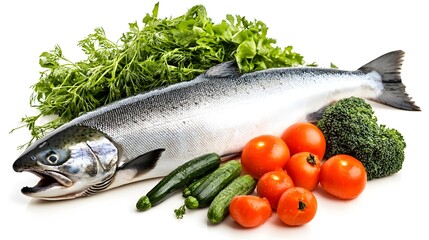 Fresh Salmon with Vegetables and Greens for Healthy Cooking Ideas