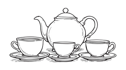 Ceramic Teapot line art beautiful hand drawn kitchen decor print