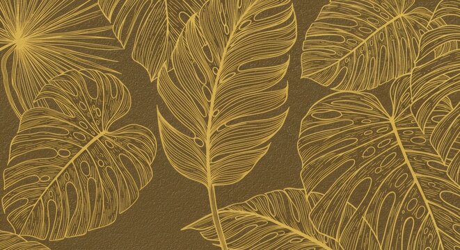Tropical Leaves Pattern Design in Gold