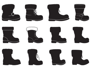 SANTA BOOTS SILHOUETTE WHITE BACKGROUND