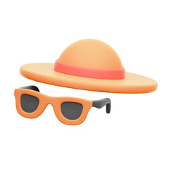 Cartoon Hat & Glasses 3D Rendering Icon Isolated Transparent Background