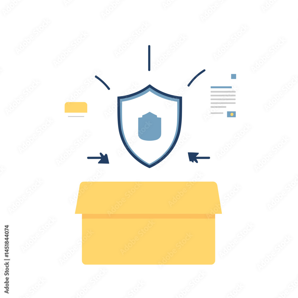 Poster secure data container: a conceptual illustration showcasing a protective shield safeguarding a data 