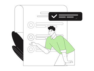 Invite friends to conduct questionnaire flat vector concept operation hand drawn illustration
