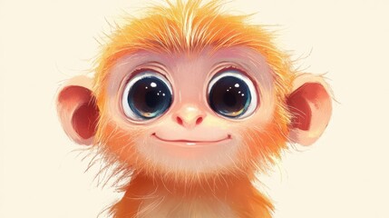 Fototapeta premium An adorable illustration of a baby monkey with large, expressive eyes.