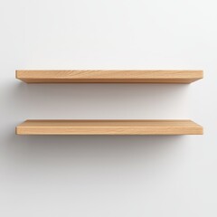 Simple Wooden Shelves on White Wall for Minimalist Interior Design