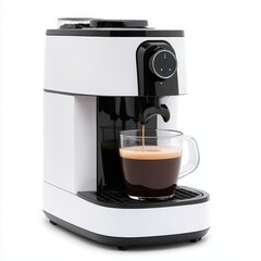 Modern Espresso Machine Brewing Fresh Coffee at Home