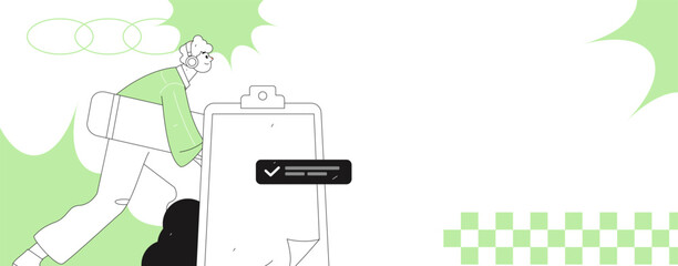 Invite friends to conduct questionnaire flat vector concept operation hand drawn illustration
