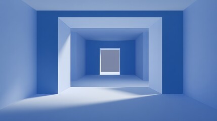 Fototapeta premium Abstract Blue Room Interior Design Architecture Minimalist Modern Space