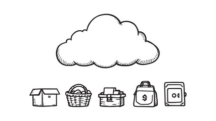 Cloud Storage Solution Line Art Representation for Seamless Data Access