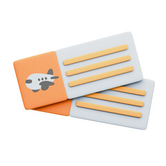 Cartoon Airplane Ticket 3D Rendering Icon Isolated Transparent Background