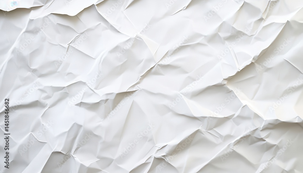 Poster Detailed Wrinkled White Paper Texture Background with Soft Lighting and Intricate Folds Creates an Abstract Visual Experience for Various Creative Applications