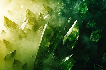 Obraz premium Abstract close-up of luminous emerald crystals.