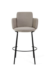 Modern bar stool with arms beige upholstery black metal frame isolated – Isolated on White...