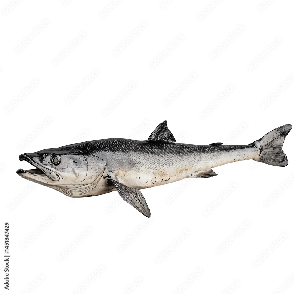 Poster a detailed illustration of a fish showcasing intricate features and textures isolated on white backg