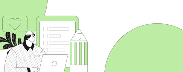 Invite friends to conduct questionnaire flat vector concept operation hand drawn illustration
