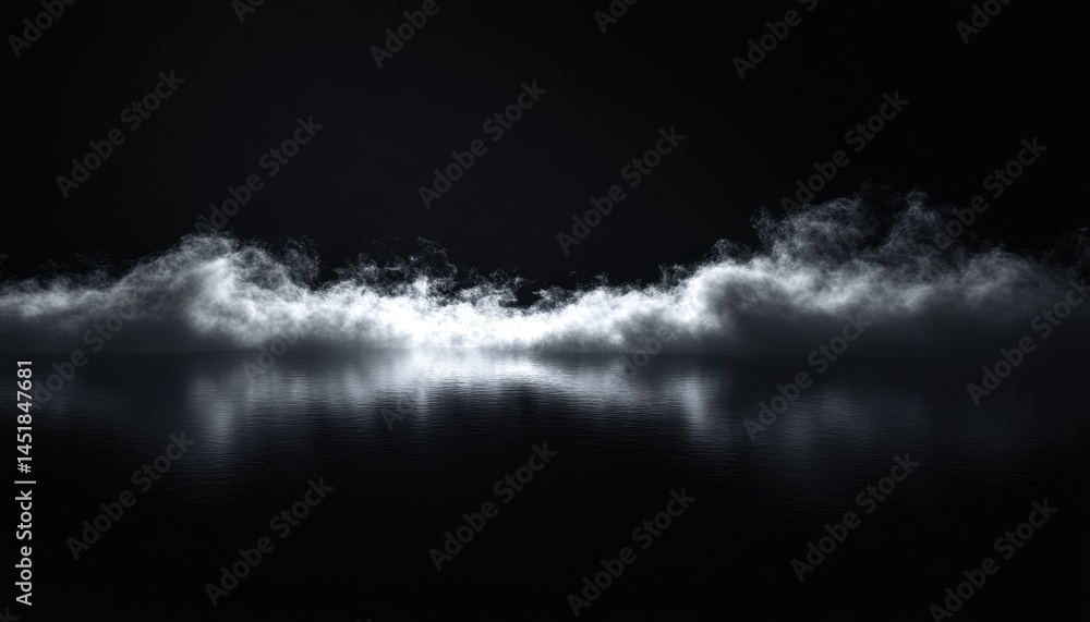 Aufkleber dynamic water splash with reflective surface in black and white abstract composition