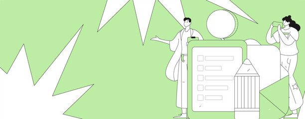 Invite friends to conduct questionnaire flat vector concept operation hand drawn illustration
