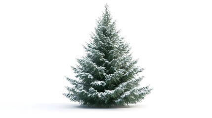 Fototapeta premium Isolated on white, a green Christmas fir tree, perfect for winter holiday decoration and New Year celebration