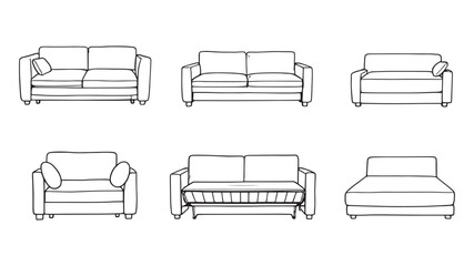 Convertible Sofa line art illustration Elegant Design in Simple Lines