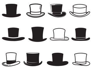 TOP HAT SILHOUETTE WHITE BACKGROUND