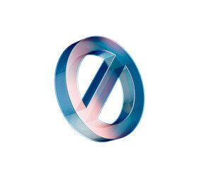 A sleek, transparent prohibition icon with a diagonal bar, symbolizing restriction. 3d illustration
