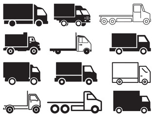 TRUCKS SILHOUETTE WHITE BACKGROUND