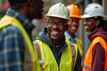 Fototapeta premium African-American Group Displays Workplace Safety Gear