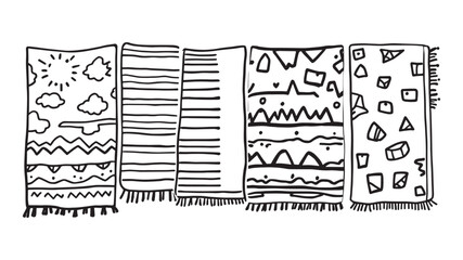 Obraz premium Cotton Beach Towel Line Art Illustration Style for Summer Escape