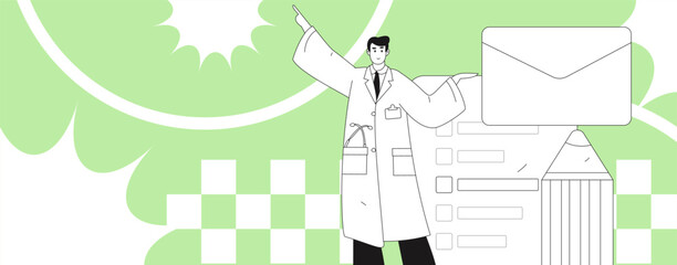 Invite friends to conduct questionnaire flat vector concept operation hand drawn illustration
